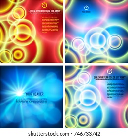 Set Modern Design style template rings on blur background with space place for your text. Blurry gradient with lines circle. Vector illustration EPS 10 for wellness or yoga theme booklet