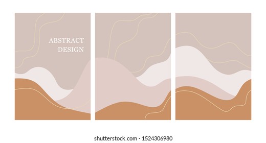 Set of modern design template with abstract organic shapes in pastel colors. Minimal stylish background for brochure, flyer, banner, poster and branding design. Vector illustration