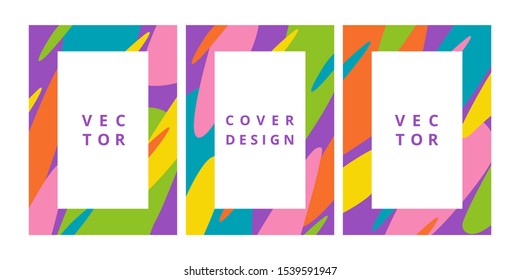 Set of modern design template with abstract fluid shapes in bright colors. Minimal stylish background for brochure, flyer, banner, poster and branding design. Fashion vector illustration