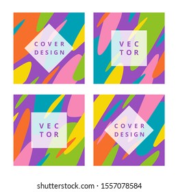 Set of modern design template with abstract fluid shapes in bright colors. Simple square background for flyer, banner, poster and branding design. Fashion vector illustration