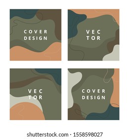 Set of modern design template with abstract organic shapes in pastel colors. Minimal square background for brochure, flyer, banner, poster and branding design. Vector illustration