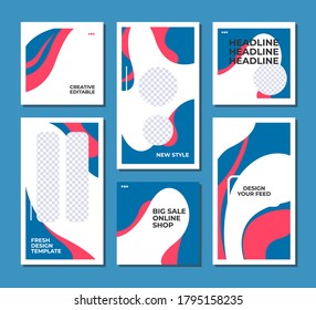 Set of modern design template layout, post and story for social media advertising. Vector