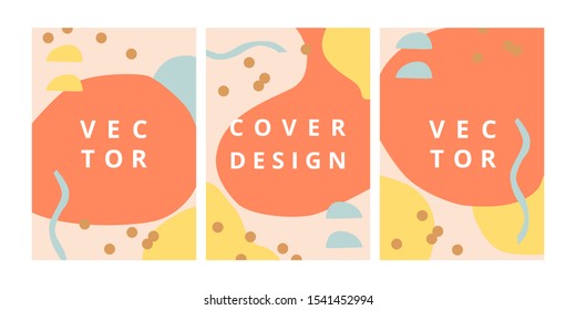 Set of modern design template with pastel geometric shapes in scandinavian style. Simple creative background Abstract vector illustration