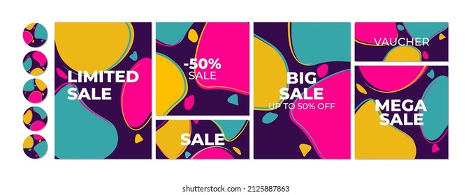 Set of modern design templates with abstract spots, bright colors, background for posters or banners. vector image
