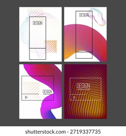 Set of modern design templates in minimalist liquid style. Creative covers for flyer, poster, advertising, promo. Vector illustration