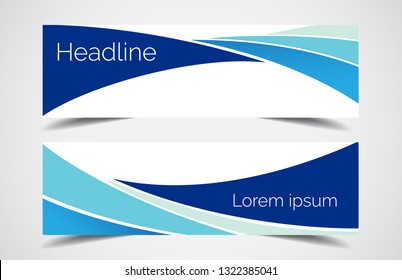 Set of modern design - Vector web banners design background or header templates, blue color, horizontal advertising business banner.