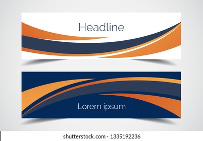 Set of modern design - Vector web banners design background or header templates, Orange color, horizontal advertising business banner.