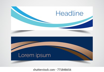 Set of modern design - Vector web banners design background or header templates, blue color, horizontal advertising business banner.