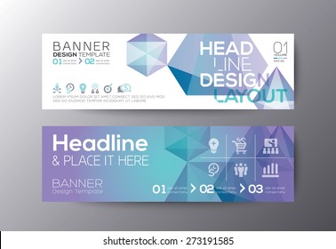 Set of modern design web banners template with abstract polygon background vector