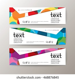 Set of modern design web banners template with abstract colorful circle pattern background