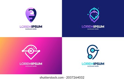 Set of Modern designs Point Tech logo template, Digital Point Technology Logo template designs vector illustration