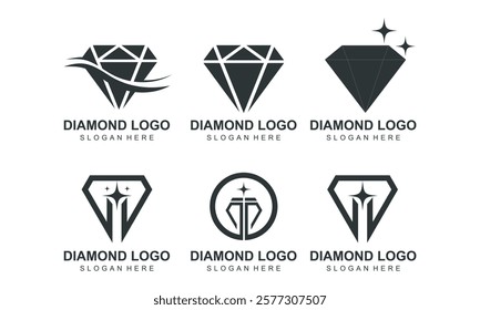 Set Of Modern Diamond Logos Featuring Geometric And Elegant Design Elements