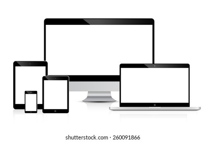 set of Modern Digital devices Electronic vector