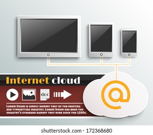 Set of modern digital devices. Internet cloud