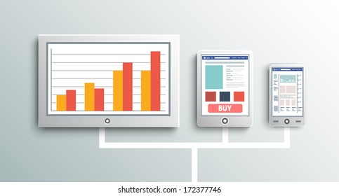 Set of modern digital devices. Internet cloud