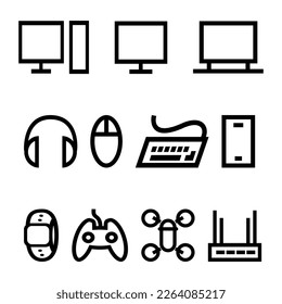 Set of modern digital gadgets, icons on a white background