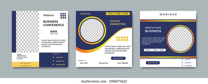 Set of modern digital marketing business webinar conference banner, corporate social media post, social media banner template, banner design concept.
