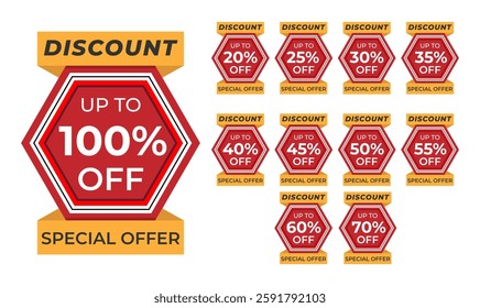 Set Modern Discount Tag Label Banner and Special Offer Price Badge. Suitable for use for sales and promotion designs.