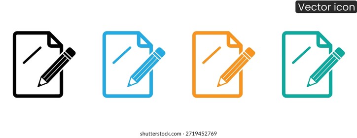 Um conjunto de ícones de documentos modernos com lápis, perfeito para conceitos de negócios, educação e escrita.