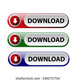 Set of modern download button with different colour