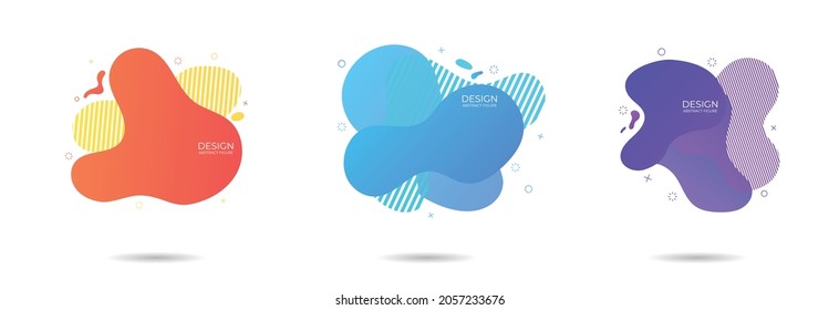 Set von modernen dradien-grafischen Elementen im modernen Stil. Abstrakte Farbverlauf-Banner, Hintergrund mit fließenden flüssigen Formen. Vorlage mit geometrischer Form
