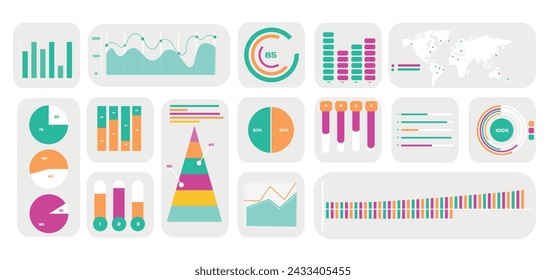Set of modern drawn infographics on white background