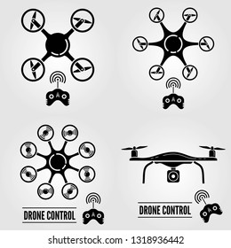 Set of modern drone icons. Vector illustration.