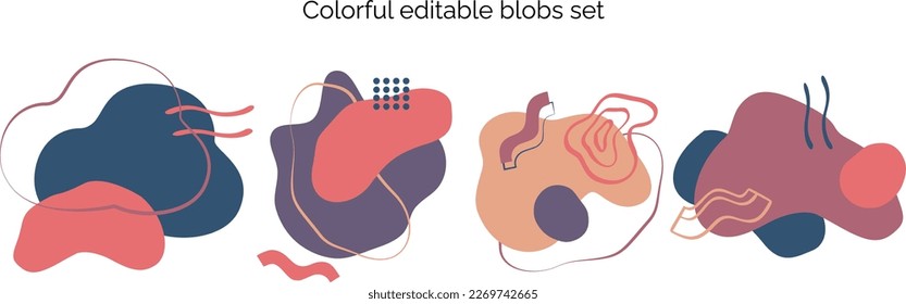 Set of modern editable and colorful blob shapes ready for printing and web-design