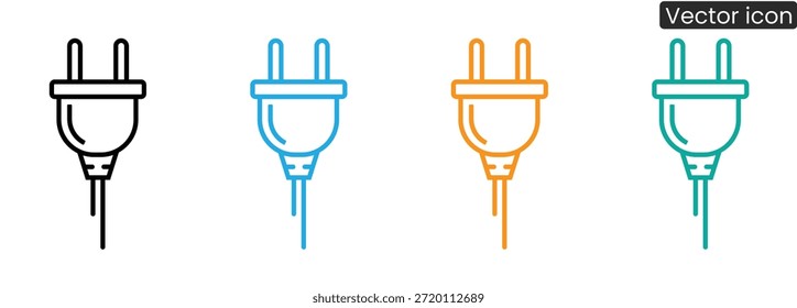 Set of modern electric plug icons in four vibrant colors, perfect for tech and energy concepts