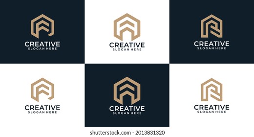 Set of modern elegant real estate with letter f, a, r logo vector elements. Logo can be used for icon, brand, identity, symbol, and concept