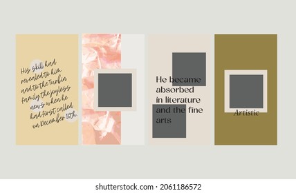 Set of modern elegant template for personal blog. Editable	