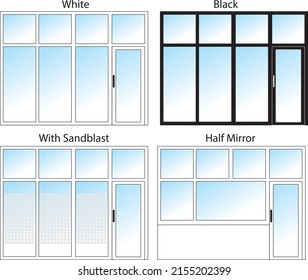 Set of modern entrance doors black and white