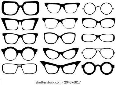 Set of modern fashion glasses. Vector illustration
