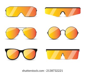 Set modern fashion sunglasses in and gradient glasses  Vector illustration 