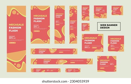 Set of modern fashion web banners in standard size with a place for photos. Business ad banner cover header background for website design, Social media cover ads banner template.