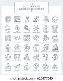 Set of modern filled outline Icons of business, finance, banking and management. Vector