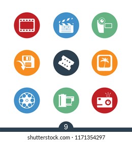 Set of modern film and movie icons