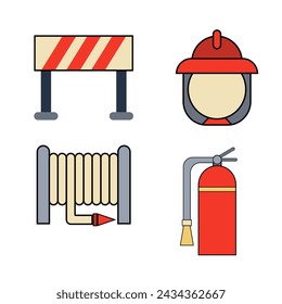 Set of modern firefighter icons vector illustration