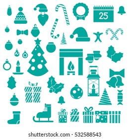 Set of modern flat Christmas icons for infographic and design projects