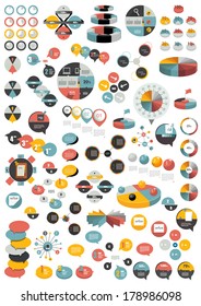 Set of modern flat circle, round info graphic schemes. Template for print or web page.