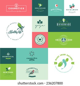 Set of modern flat design beauty and nature icons    