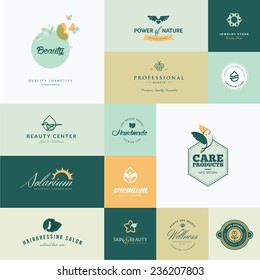 Set of modern flat design beauty icons    