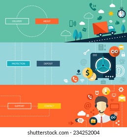 Set of modern flat design business vector infographics templates