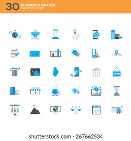 Set of modern flat design Business and Finance icons.Creative concepts and design elements for mobile and web applications. Vector