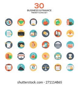 Set of modern flat design Business and Finance icons.Creative concepts and design elements for mobile and web applications. Vector