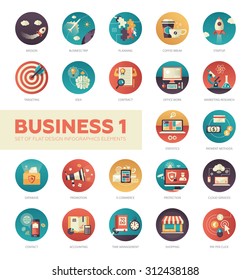 Set of modern flat design business vector infographics icons
