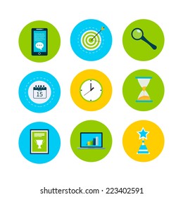Set of modern flat design concept icons for internet marketing. Icons can be used for websites, print and presentation templates, promotional materials, infographics, web and mobile services and apps.