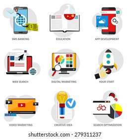Set Modern Flat Design Concept Icons Stock Vector (Royalty Free ...
