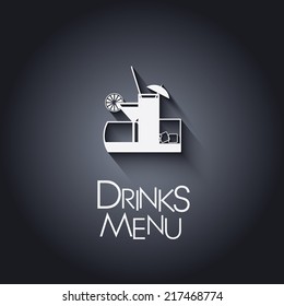 Set of modern flat design drink or bar icons for menu in restaurant. Eps10 vector illustration.