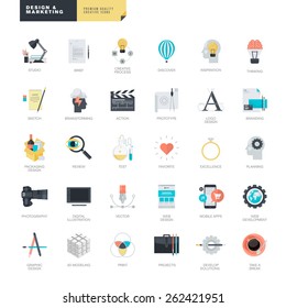 Set of modern flat design icons for graphic and web designers   